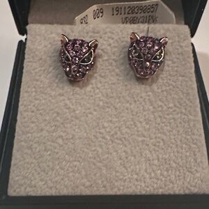 Effy 14k Rose Gold Panther Earrings with Pink Sapphires and Emeralds